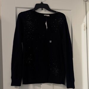 LOFT Black Long Sleeve Top with Silver Accents